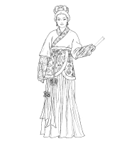 A coloring page of chinese clothing